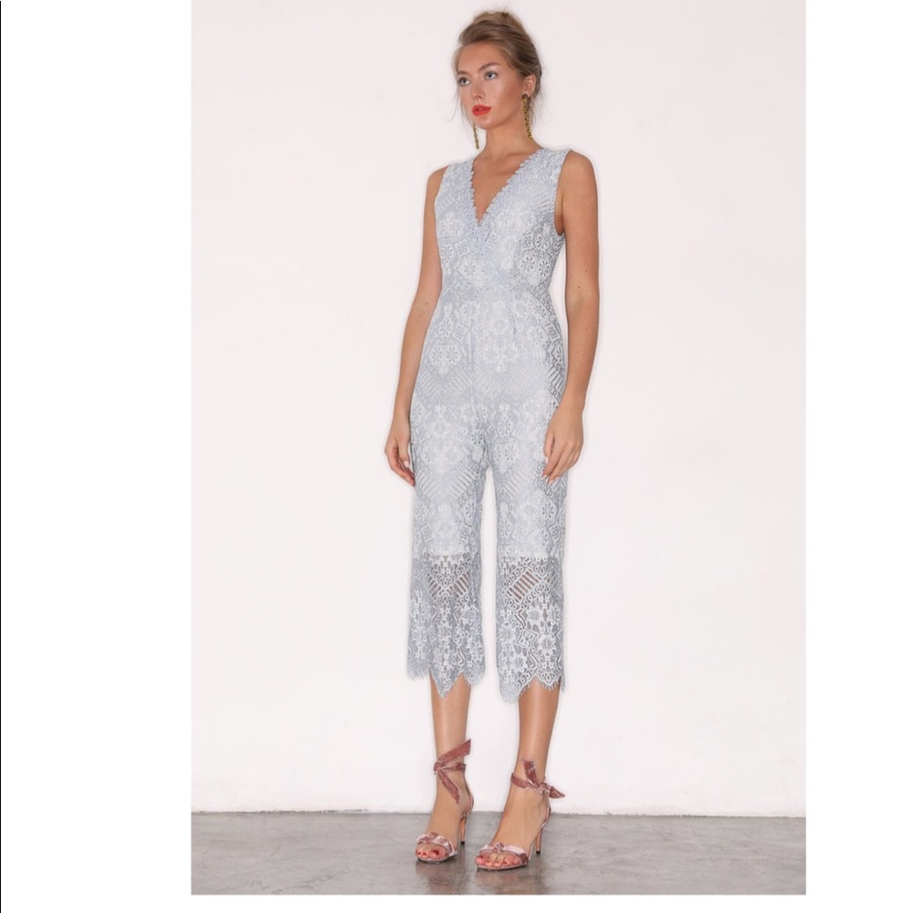 Lace Jumpsuit in Ice Blue by Foxiedox Daleyza - Size S - NWOT